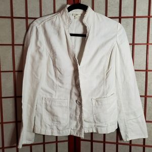 EUC white lightweight blazer, raw hems, j.jill